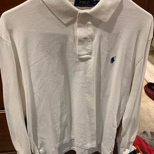 White collared long sleeve polo shirt